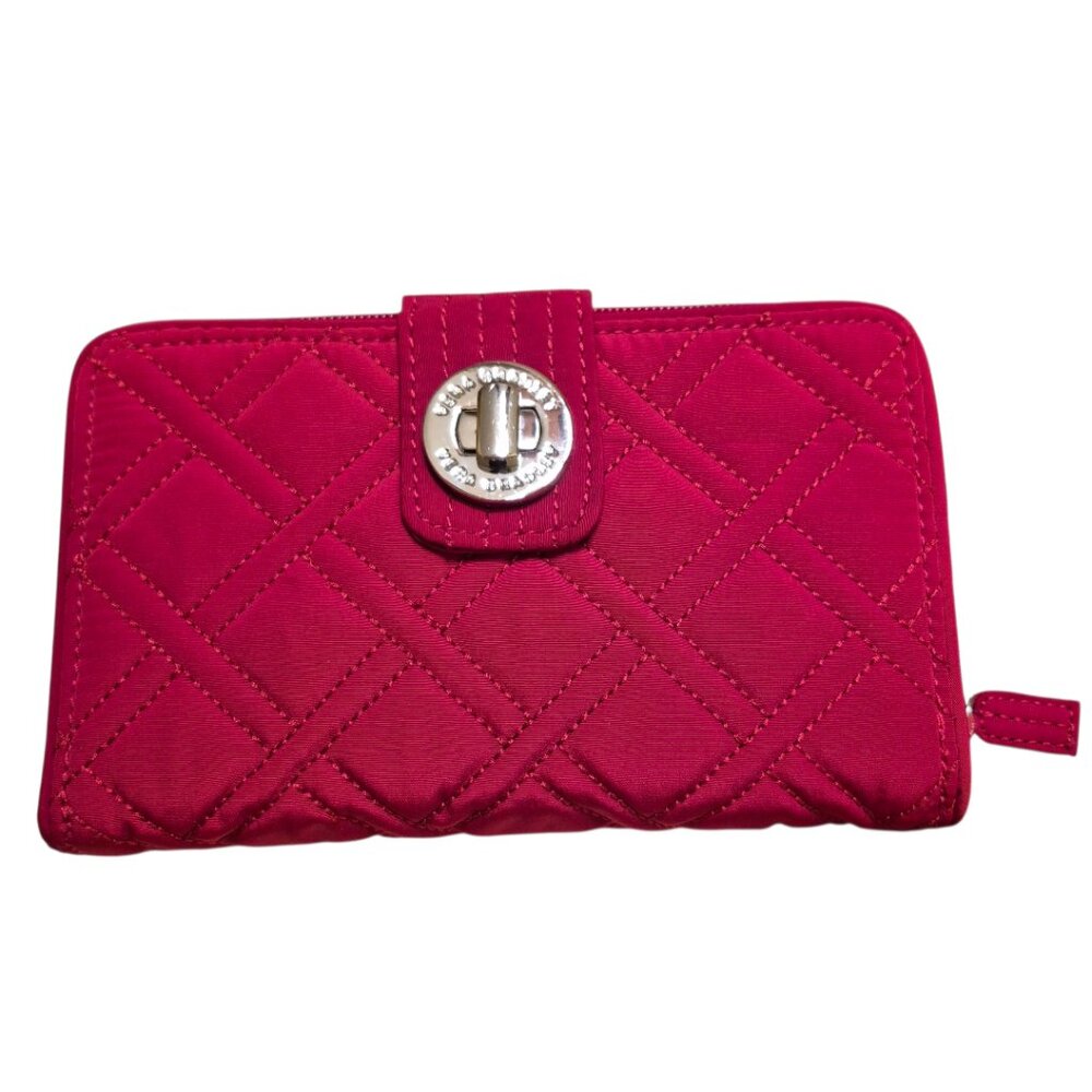 Vera Bradley RFID Turnlock Wallet, Signature Cotton, 8"x5", Christmas Red, NWOT